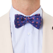Papillon Da Annodare Blu in Pura Seta con Fantasie Geometriche