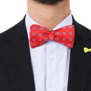 Papillon Da Annodare Rosso in Pura Seta con Fantasia Geometrica