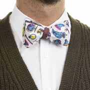 Papillon Da Annodare Double Face Viola in Seta e Cotone con Design Illogico Bianco