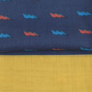 Sciarpa In Mussola Di Lana Blu e Giallo con Design Illogico Fulmini