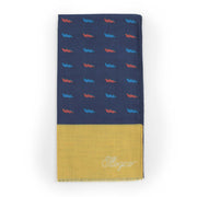 Sciarpa In Mussola Di Lana Blu e Giallo con Design Illogico Fulmini