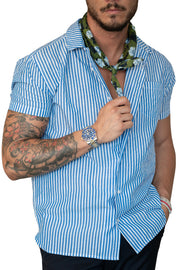 Camicia mezza manica righe blu