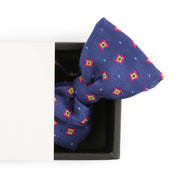 Papillon Da Annodare Blu in Pura Seta con Fantasie Geometriche
