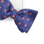 Papillon Da Annodare Blu in Pura Seta con Fantasie Geometriche