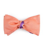 Papillon Da Annodare Double Face Rosa Pesca in Pura Seta con Fantasia Floreale