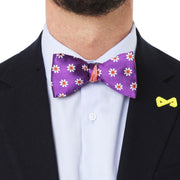 Papillon Da Annodare Double Face Rosa Pesca in Pura Seta con Fantasia Floreale