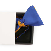 Papillon Da Annodare Double Face in Seta Blu con Design Illogico Giallo