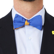 Papillon Da Annodare Double Face in Seta Blu con Design Illogico Giallo