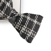 Papillon Da Annodare Double Face in Lana e Cachemire Grigio con Fantasia Geometrica Nera