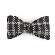 Papillon Da Annodare Double Face in Lana e Cachemire Grigio con Fantasia Geometrica Nera
