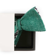 Papillon Da Annodare Double Face in Seta e Cotone Verde e Bianco