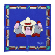 Fazzoletto da Taschino in Lana Blu Design Figurativo aperto