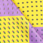 Zoom Fazzoletto da Taschino Giallo e Viola in Seta con Fantasia Multicolor