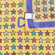 dettaglio Fazzoletto da Taschino in Seta Gialla e Blu con pattern Stella