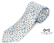 Cravatta In Seta Bianca con design a Pois Multicolor