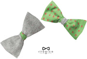 Padre e Figlio - Papillon Grigio in Seta e Cachemire con Fantasia Palloncini Verde