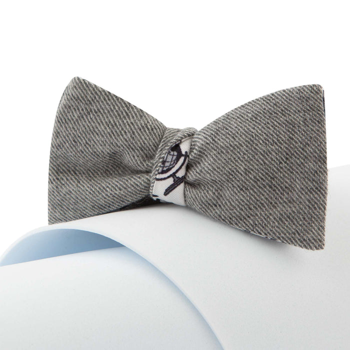 Papillon Da Annodare Double Face in Seta e Cachemire Grigio con Design Illogico