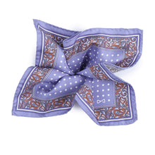 Load image into Gallery viewer, Pure Silk Purple Pocket Square in Pois Pattern

