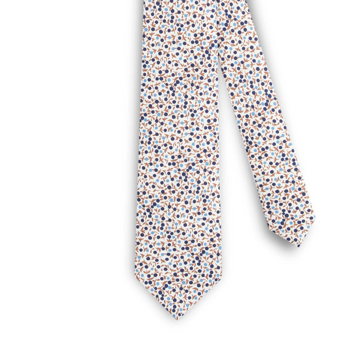 Cravatta In Seta Bianca con design a Pois Multicolor