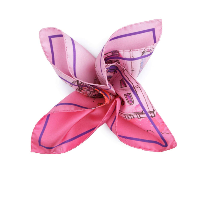 Fazzoletto da Taschino Seta Jacquard Rosa Capsule Sora "Piazza Nuova"