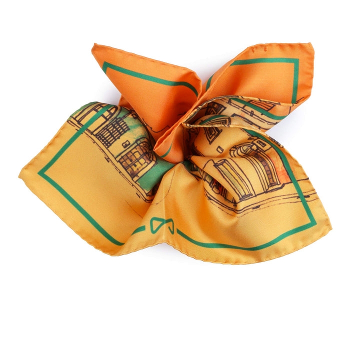 Fazzoletto da Taschino Seta Jacquard Arancio Capsule Sora "Arco San Rocco"