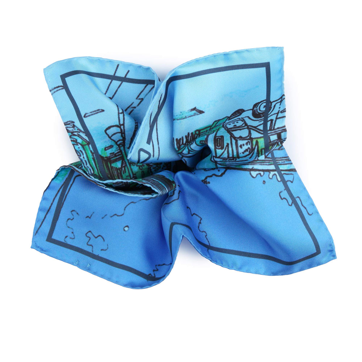 Fazzoletto da Taschino Seta Jacquard Blu Capsule Sora "Piazza Baronio"