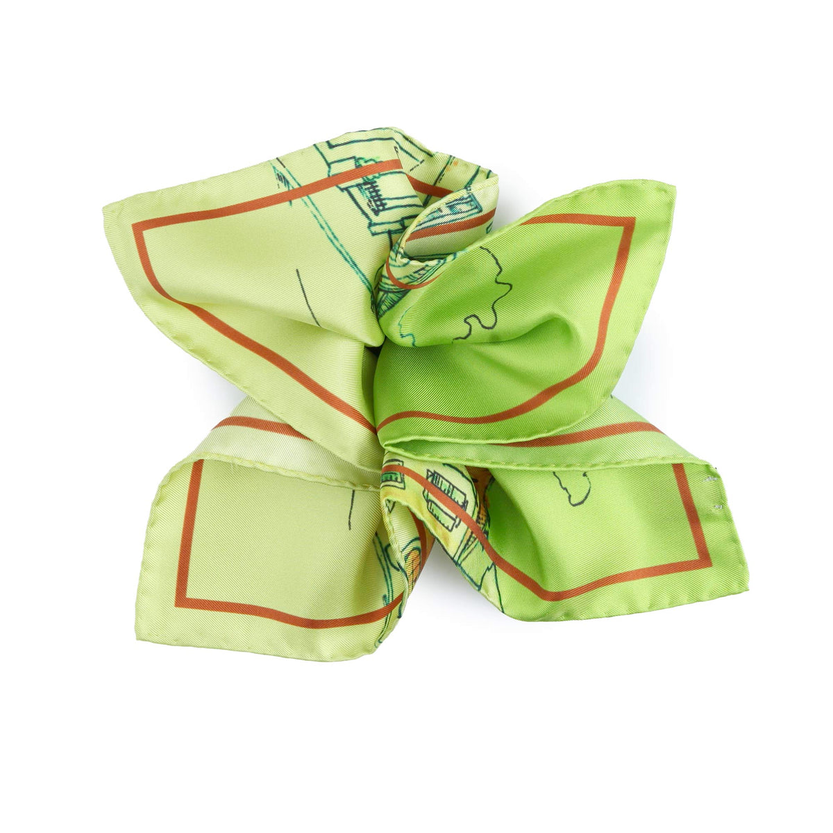 Fazzoletto da Taschino Seta Jacquard Verde Capsule Sora "Piazza Baronio"