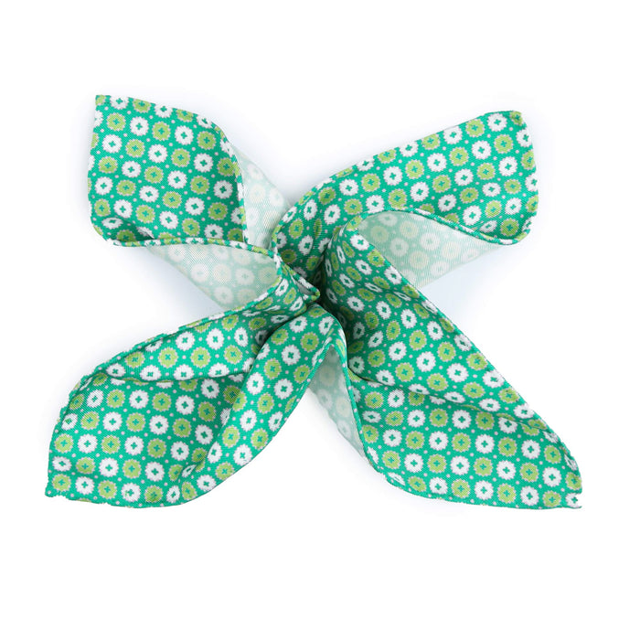 Fazzoletto da Taschino In Seta verde con design fiori