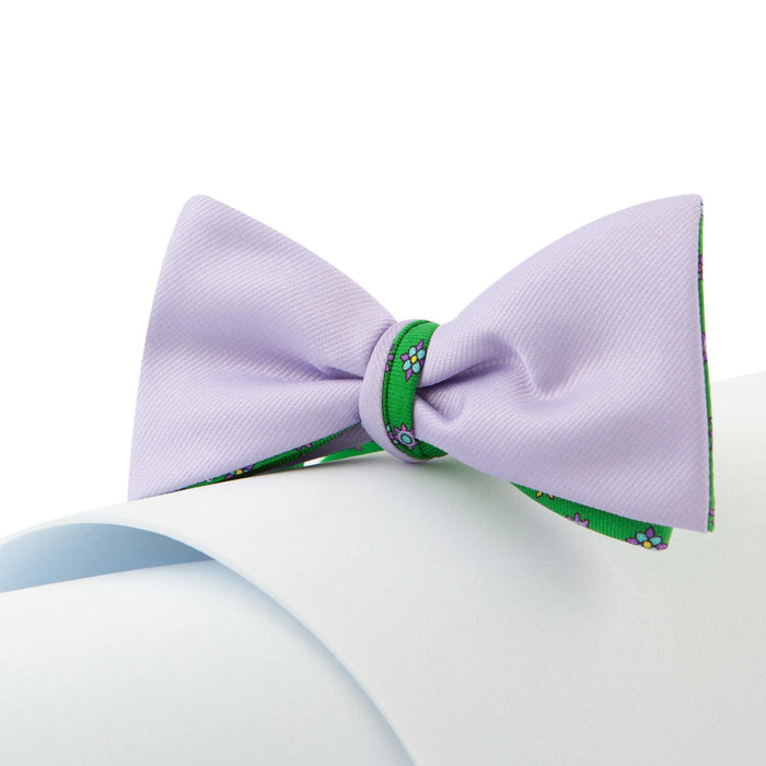 Papillon Da Annodare lilla e verde con fantasia geometrica