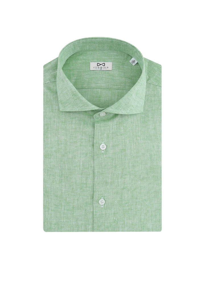 Camicia Lino Verde Mela