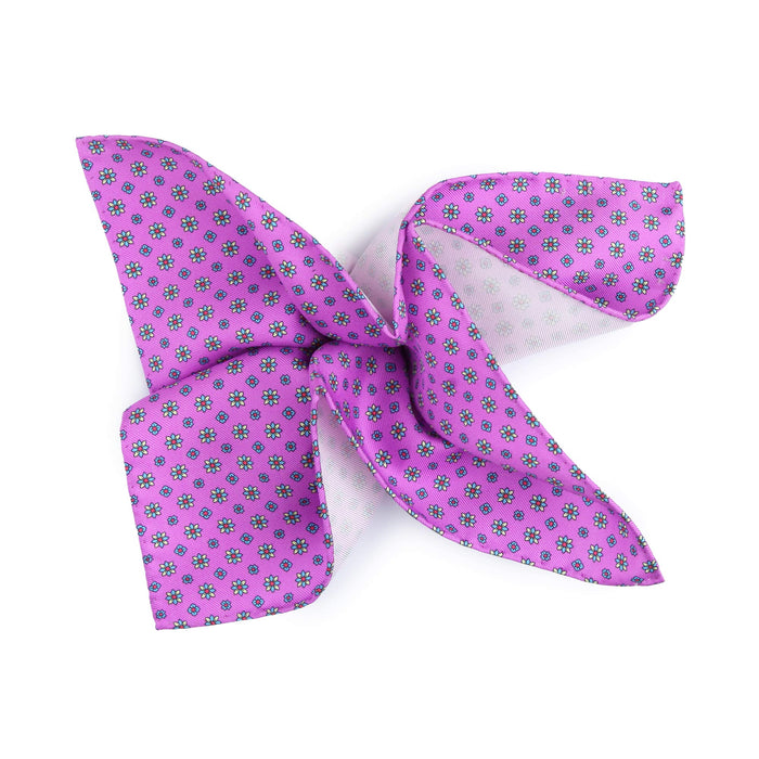 Fazzoletto da Taschino Seta Rosa Micro-Fantasia