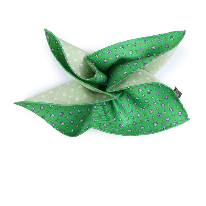Fazzoletto da Taschino In Seta verde con Design geometrico
