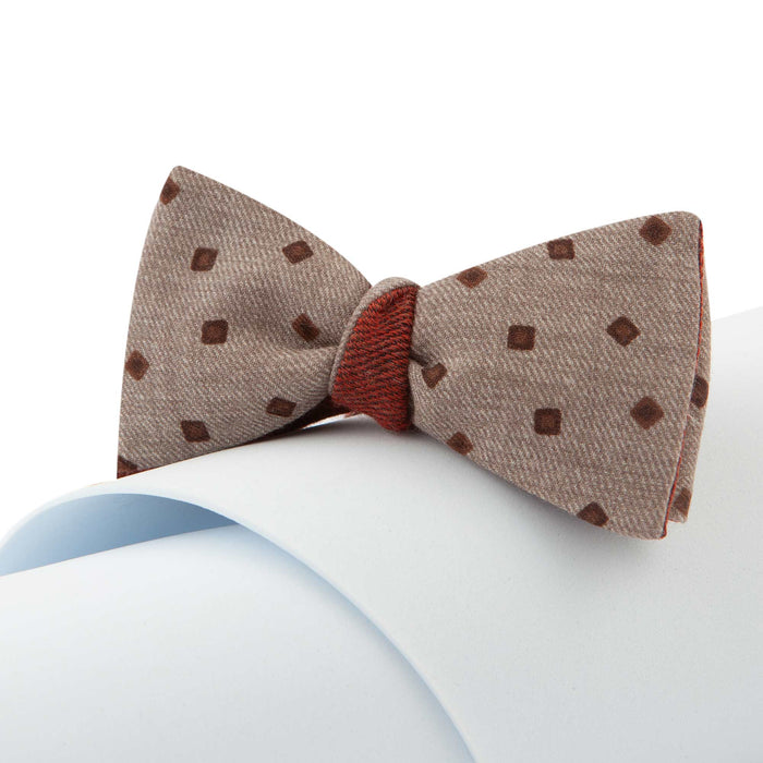 Papillon Da Annodare Double Face Rosso e Beige in Pura Lana