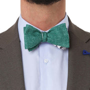 Papillon Da Annodare Double Face in Seta e Cotone Verde e Bianco