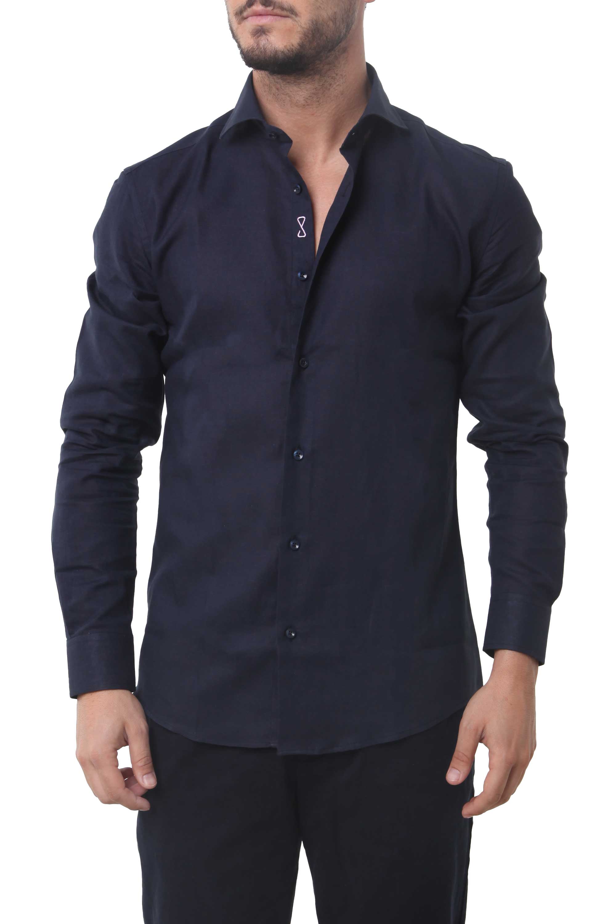 Camicia slim con collo alla coreana Tim in lino indaco - Cielo - Lino Camicia slim con collo alla coreana Tim in lino indaco - Cielo - Lino