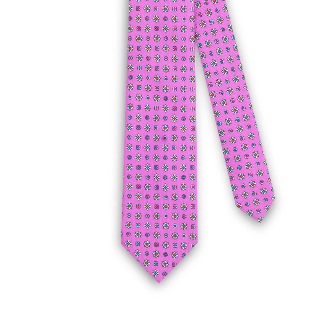 Pink Pure Silk Tie with design