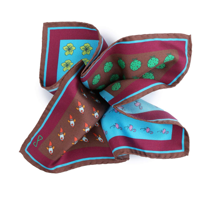 Fazzoletto da Taschino In Seta Multicolore Con Design Multiplo