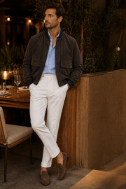 Bomber in Renna Blu Navy Uomo | Pelle Scamosciata Artigianale Illogico