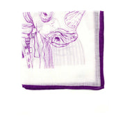 Pochette In Lino e cotone Con Design Rinoceronte Viola