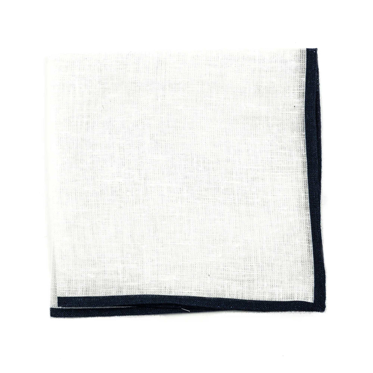Pochette In Lino Bianca Con Bordo Blu Notte