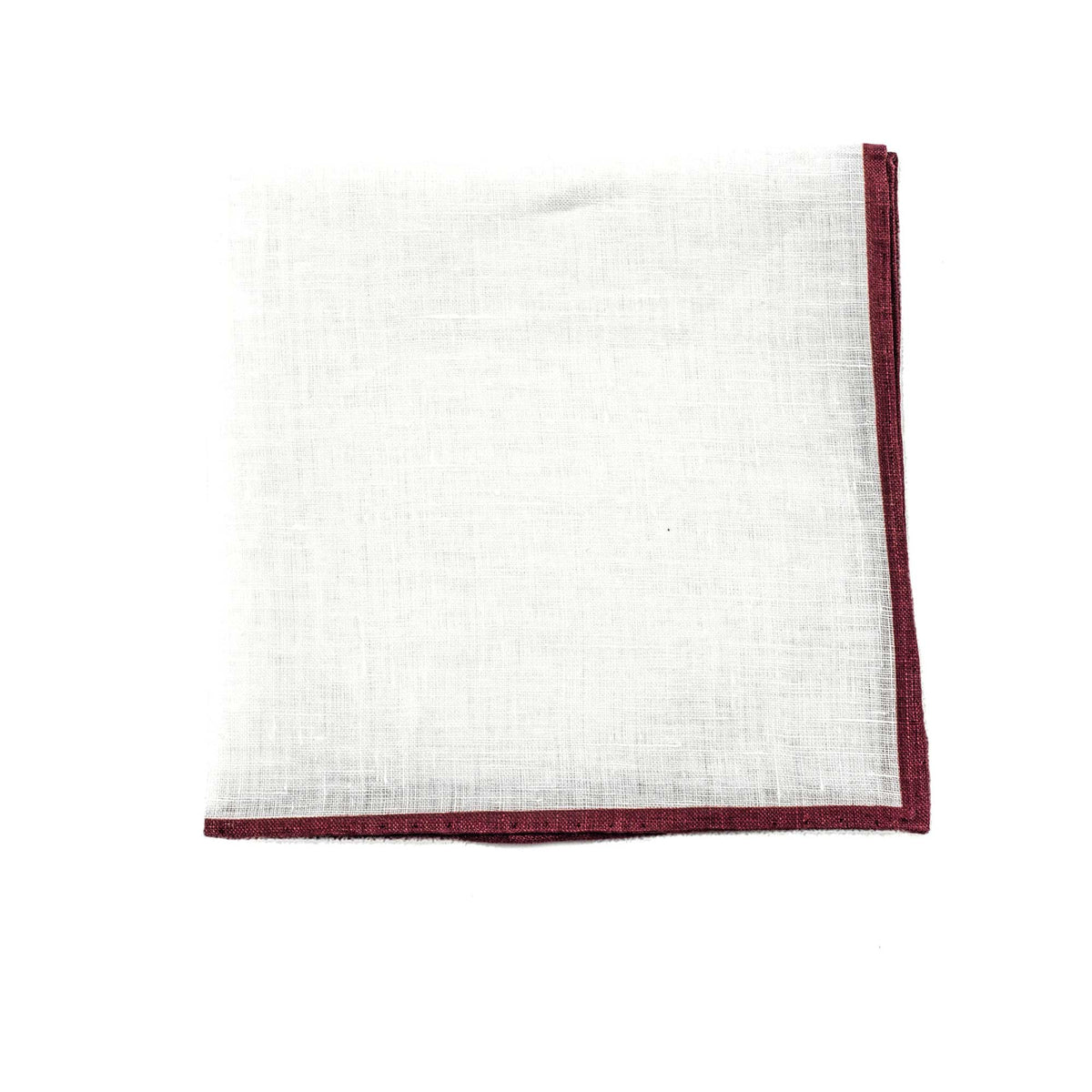 Pochette In Lino Bianca Con Bordo Bordeaux