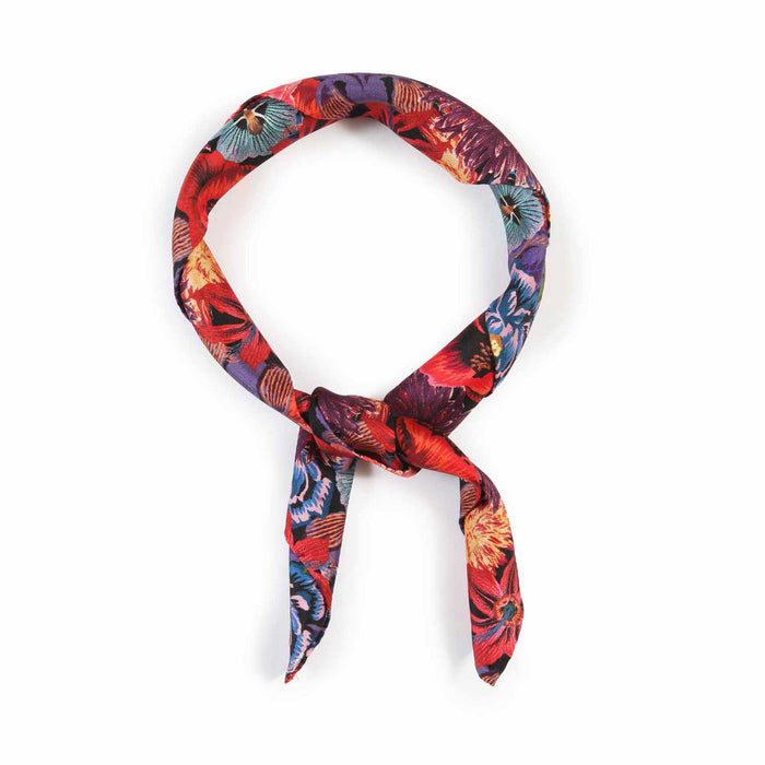 Foulard in Seta Rosso con Fantasia Floreale