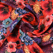 Foulard in Seta Rosso con Fantasia Floreale
