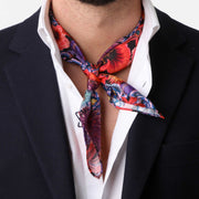 Foulard in Seta Rosso con Fantasia Floreale