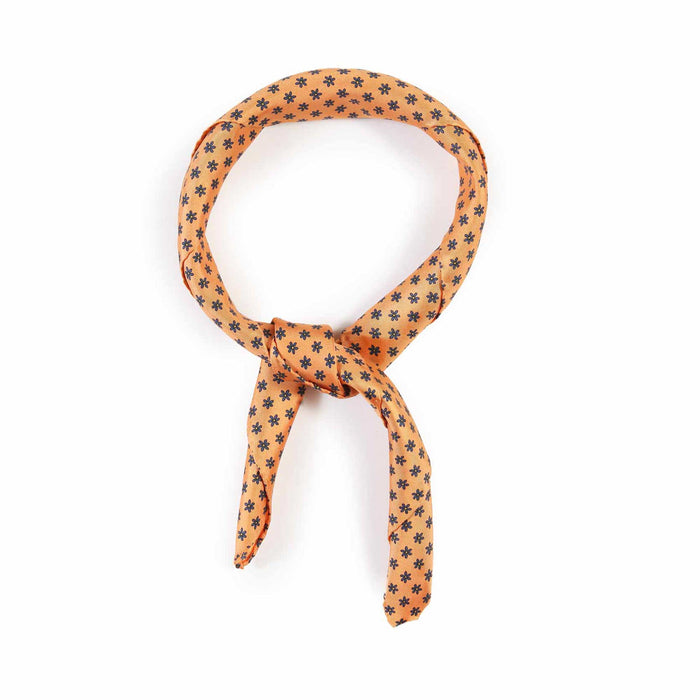 Foulard in Seta arancione con Fantasia fiori