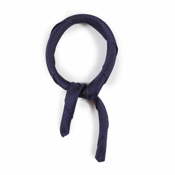 Foulard in Seta blu con fantasia mini rettangoli
