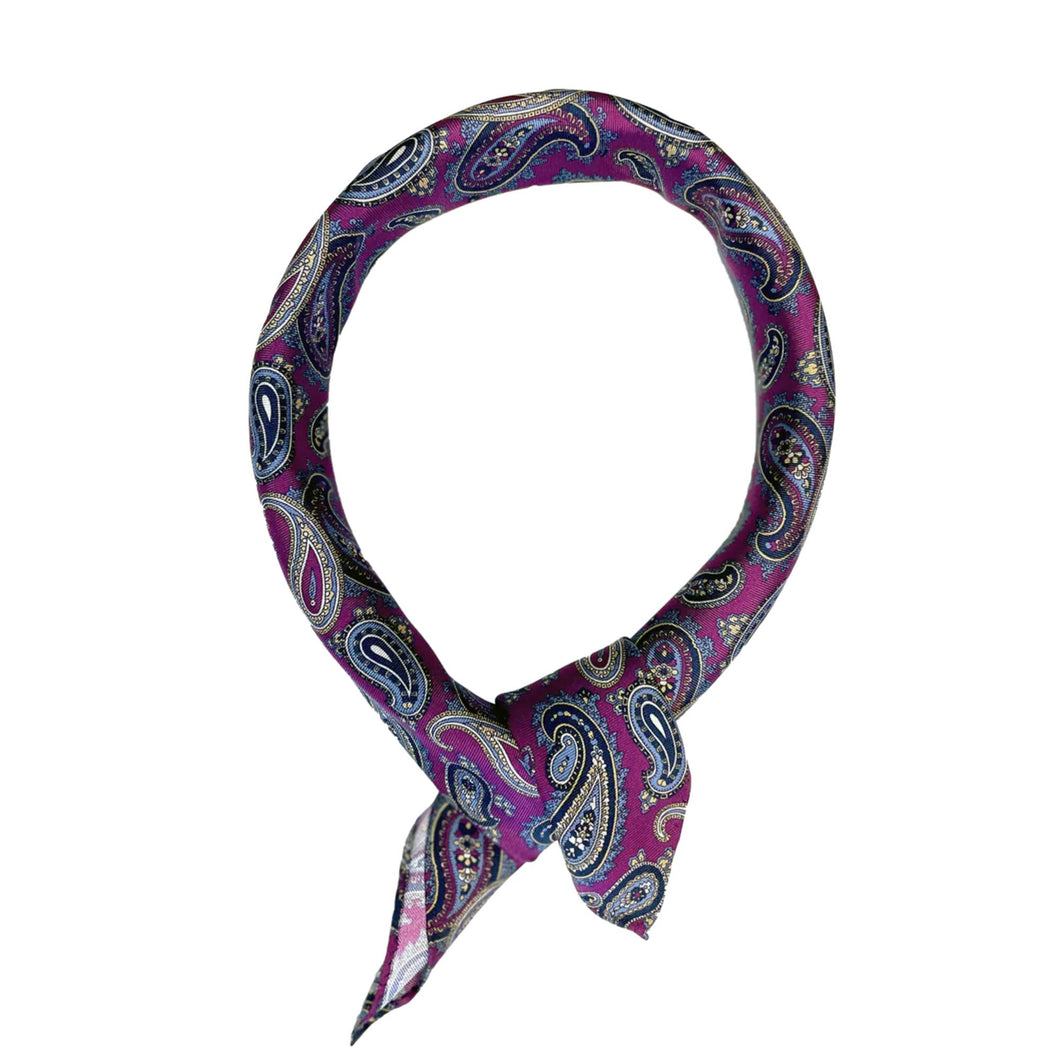Purple Silk Foulard in Paisley Pattern