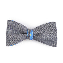 Load image into Gallery viewer, Pure Silk Self Tied Light Blue Bow Tie Red Geometric Pattern
