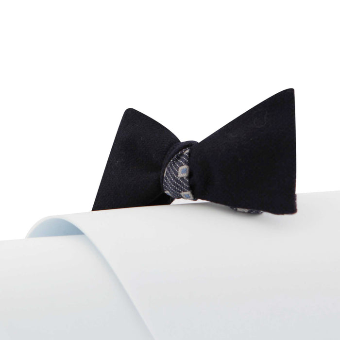 Papillon Da Annodare Double Face Blu in Seta e Lana