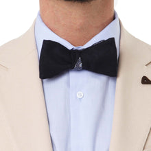 Load image into Gallery viewer, Silk &amp; Wool Blue Double Face Self Tied Bow Tie
